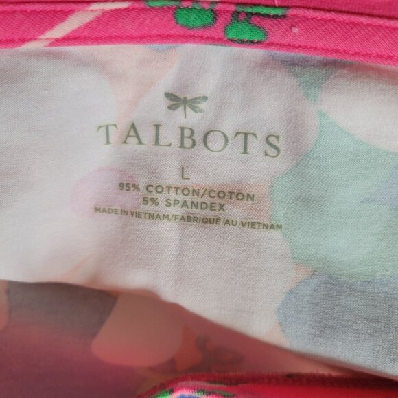 Talbots Womens Floral Print Top L 3/4 Sleeve Cotton/Spandex Multicolor - Picture 5 of 5